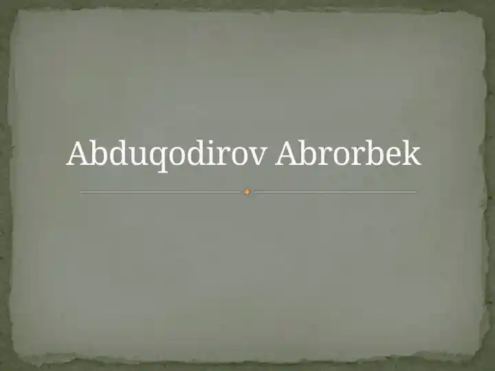 ODAM VA UNING SALOMATLIGI