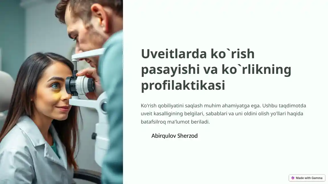 Uveitlarda ko`rish pasayishi va ko`rlikning profilaktikasi