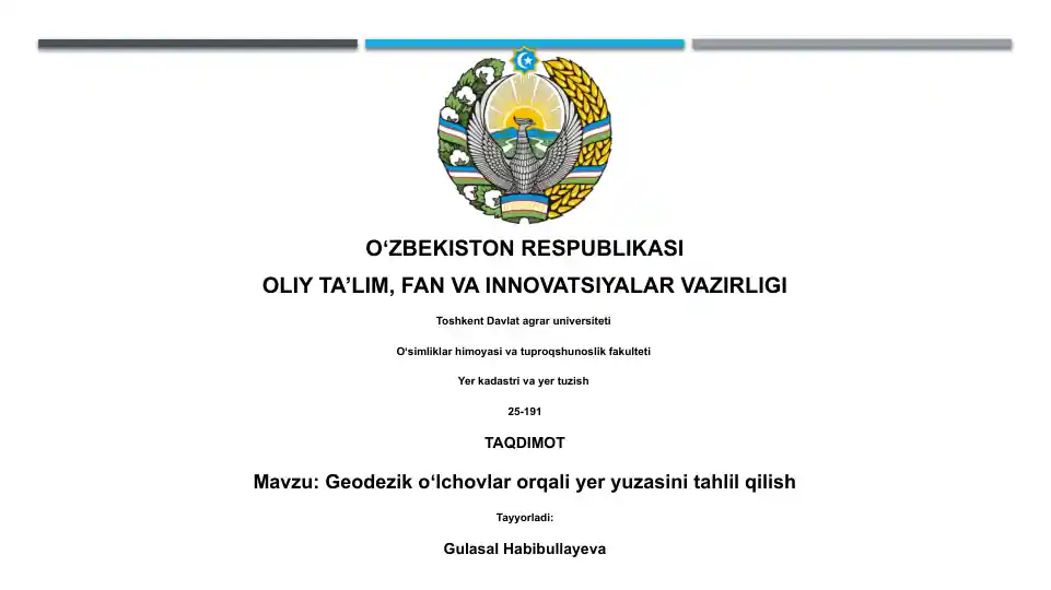 Geodezik oʻlchovlar orqali yer yuzasini tahlil qilish