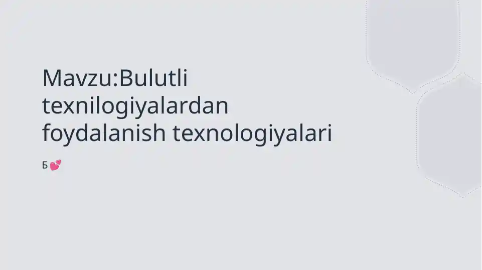 Bulutli texnilogiyalardan foydalanish texnologiyalari