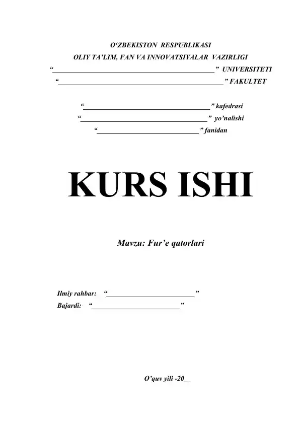 Fure qatorlari kurs ishi