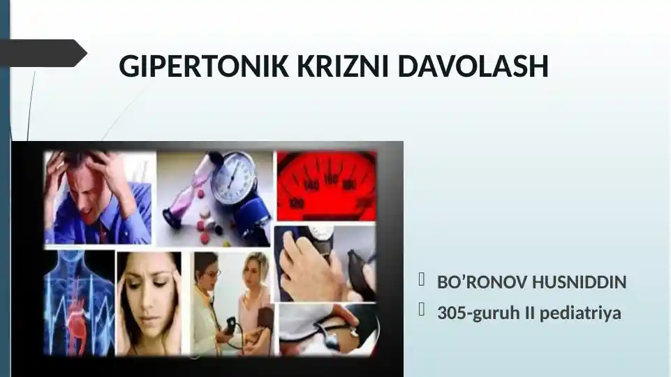 Gipertonik krizni davolash