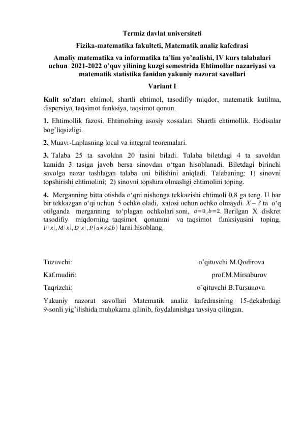 Amaliy Matematika va Informatika Ta'limi