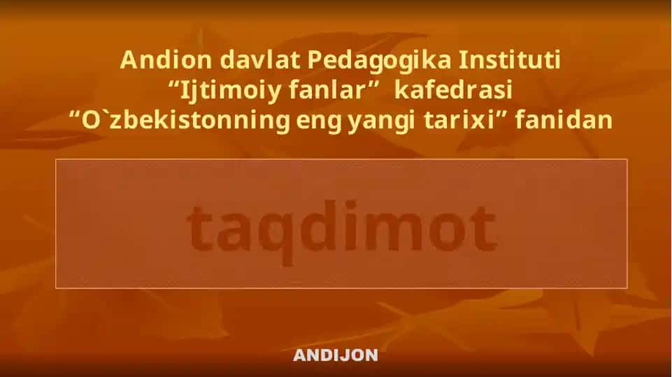 O`zbekistonning eng yangi tarixi