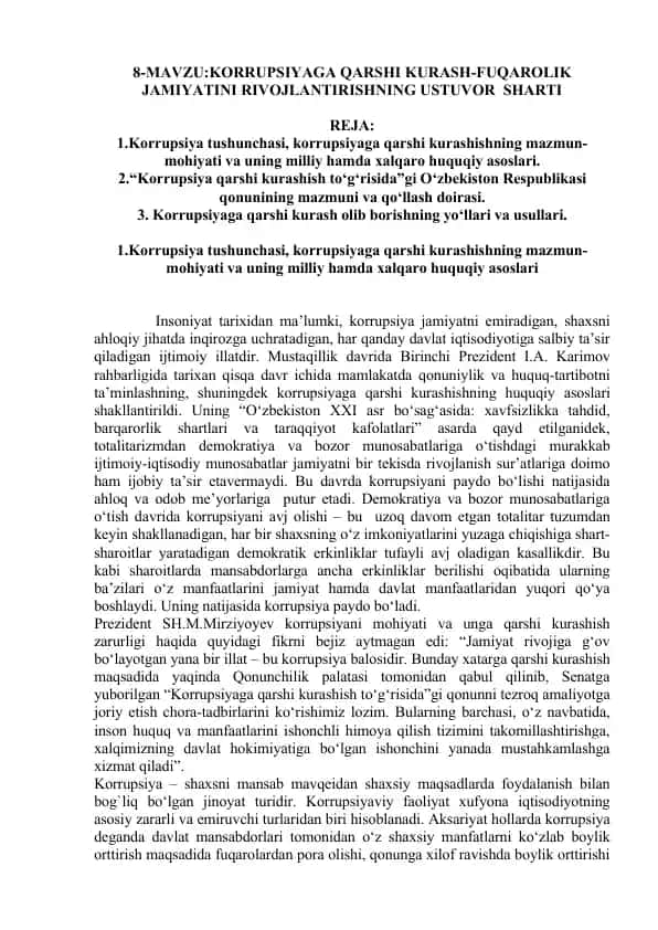 Korrupsiyaga qarshi kurash