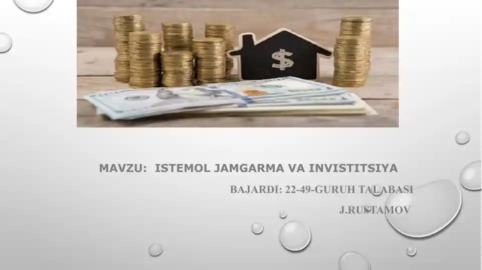 Iste’mol jamgarma va investitsiya