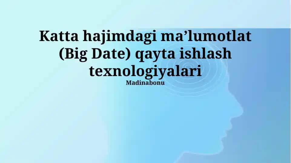 Katta hajimdagi ma’lumotlat (Big Date) qayta ishlash texnologiyalari