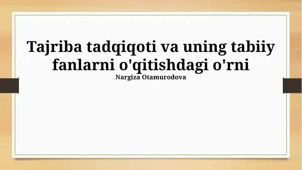 Tabiiy Fanlar Ta'limi