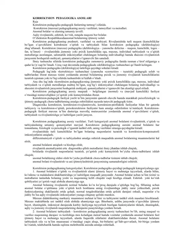 Korrektsion pedagogika asoslari