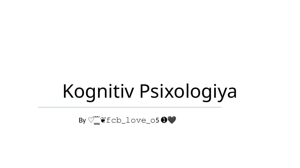 Kognitiv Psixologiya