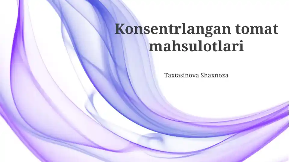 Konsentrlangan Pomidor Mahsulotlari