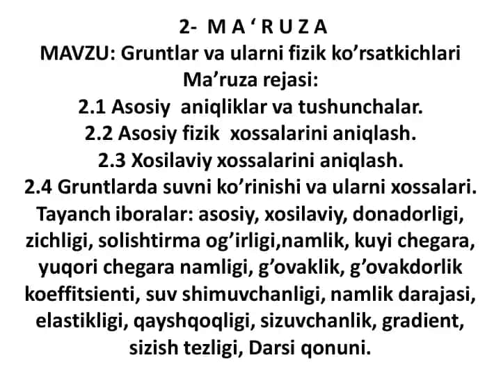 Gruntlar va ularni fizik ko’rsatkichlari