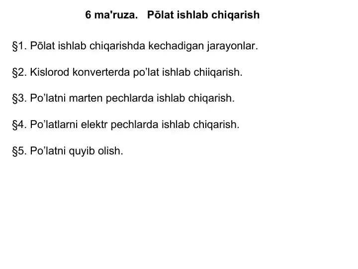 Po'lat ishlab chiqarish
