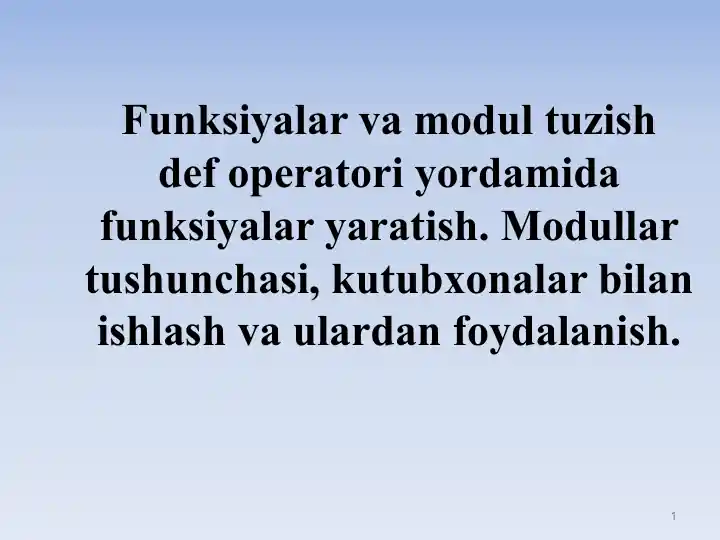 Funksiyalar va modullar