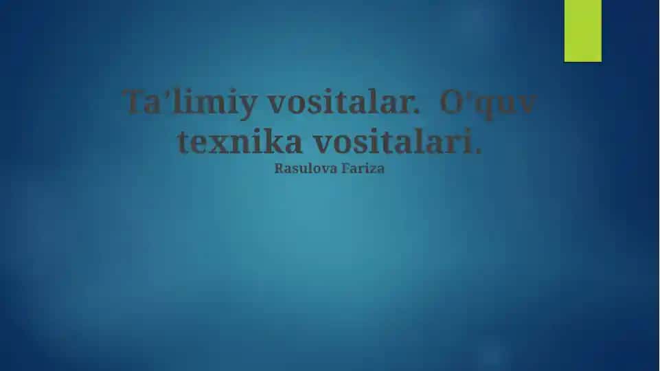 Ta'lim Resurslaridan Samarali Foydalanish