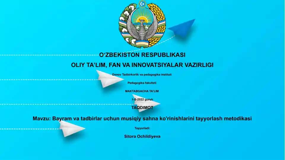 Bayram va tadbirlar uchun musiqiy sahna ko'rinishlarini tayyorlash metodikasi