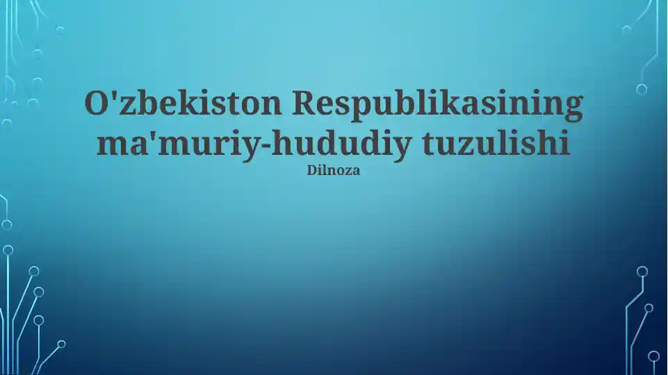 O'zbekiston Respublikasining ma'muriy-hududiy tuzulishi