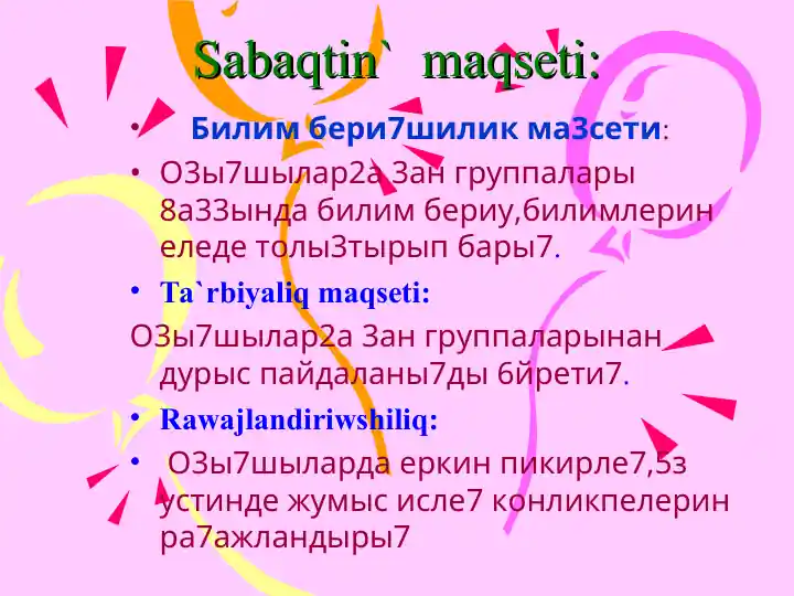 Sabaqtin maqsadi va tuzilishi