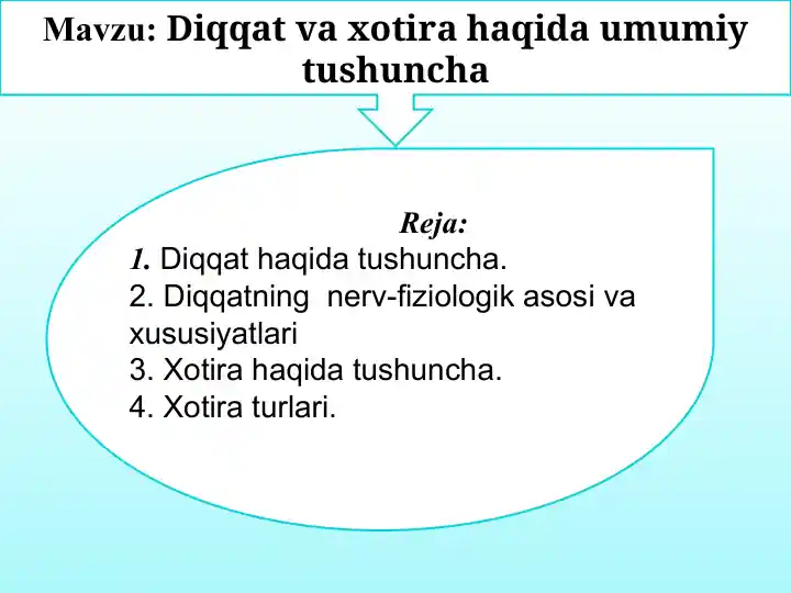 Diqqat va xotira haqida umumiy tushuncha