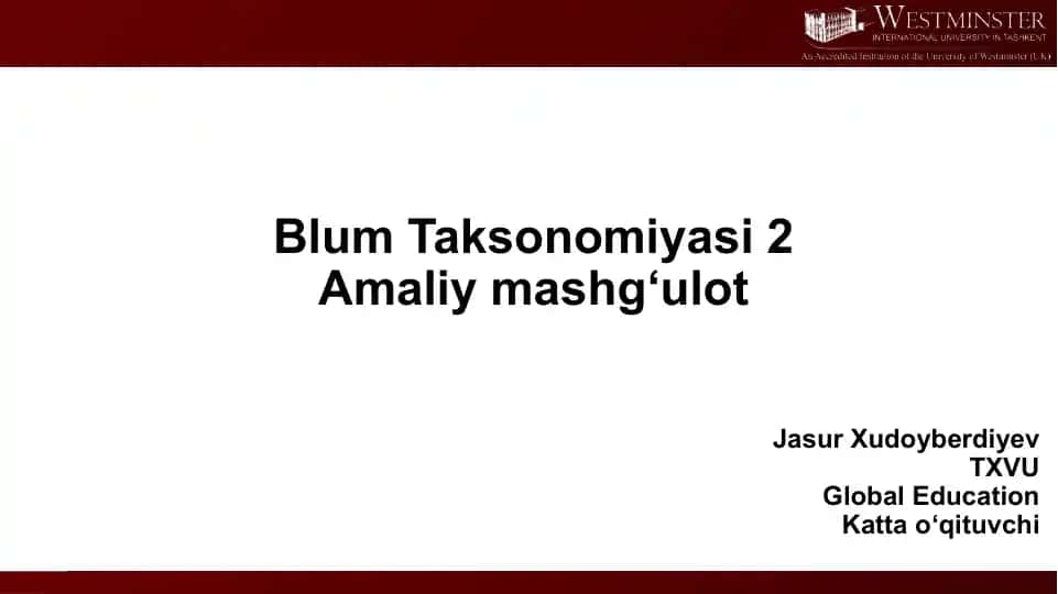 Blum Taksonomiyasi 2