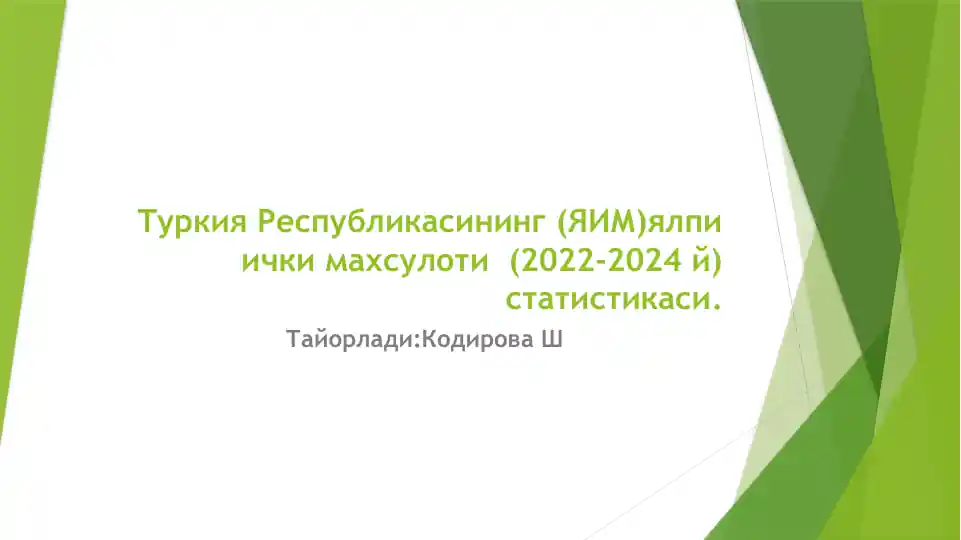 Ялпиичкимахсулоти (ЯИМ) статистикаси