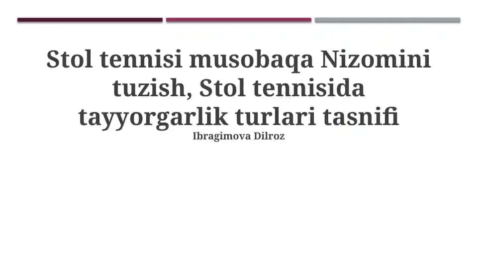 Stol tennisi turniri qoidalari
