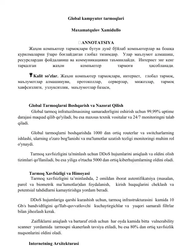 Global Kompyuter Tarmoqlari