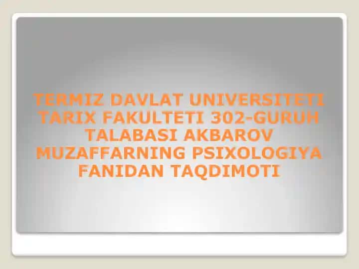 Psixologiya va Pedagogika Taqdimoti