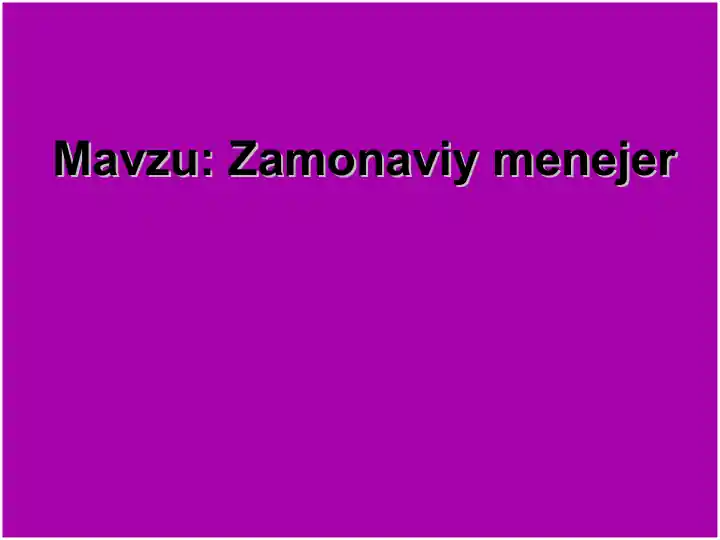Zamonaviy menejer