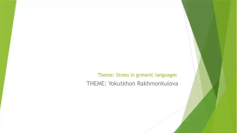Stress in Germanic Languages