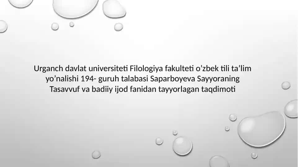 Islomning asosi (ruknlari) va tasavvuf yo’llari.Islomiy adabiyotdagi munojot janri.