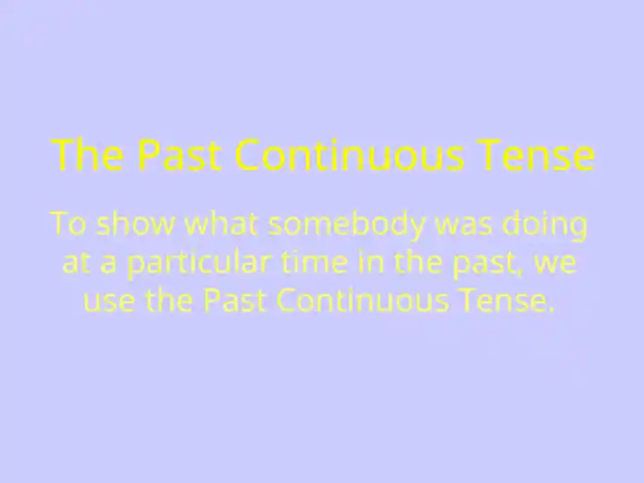 The Past Continuous Tense