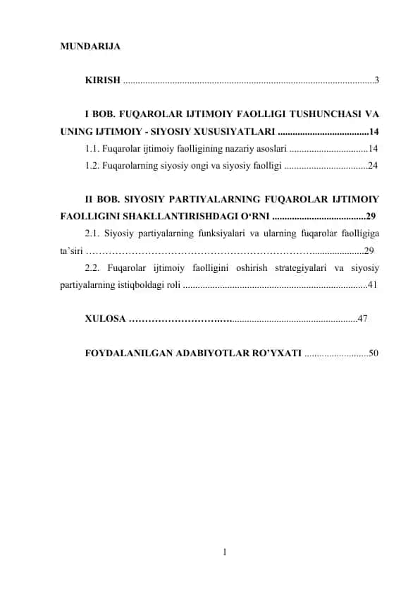 Fuqarolar Ijtimoiy Faolligi va Siyosiy Partiyalar