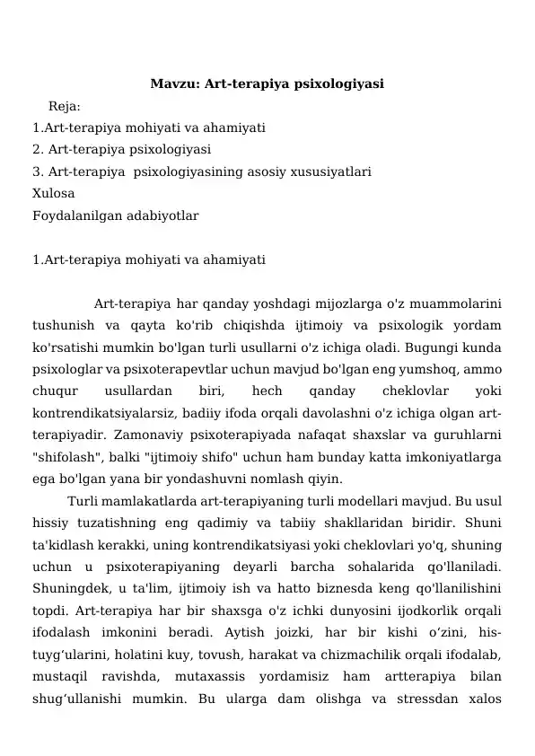 Art-terapiya psixologiyasi