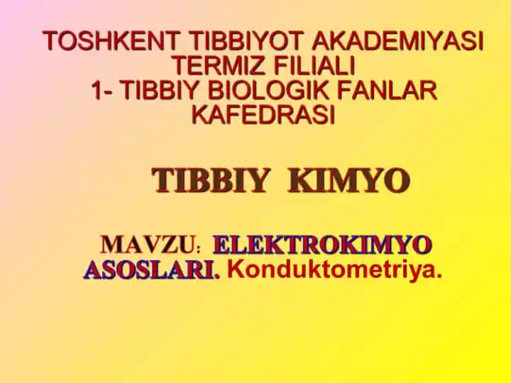 Elektrokimyo asoslari