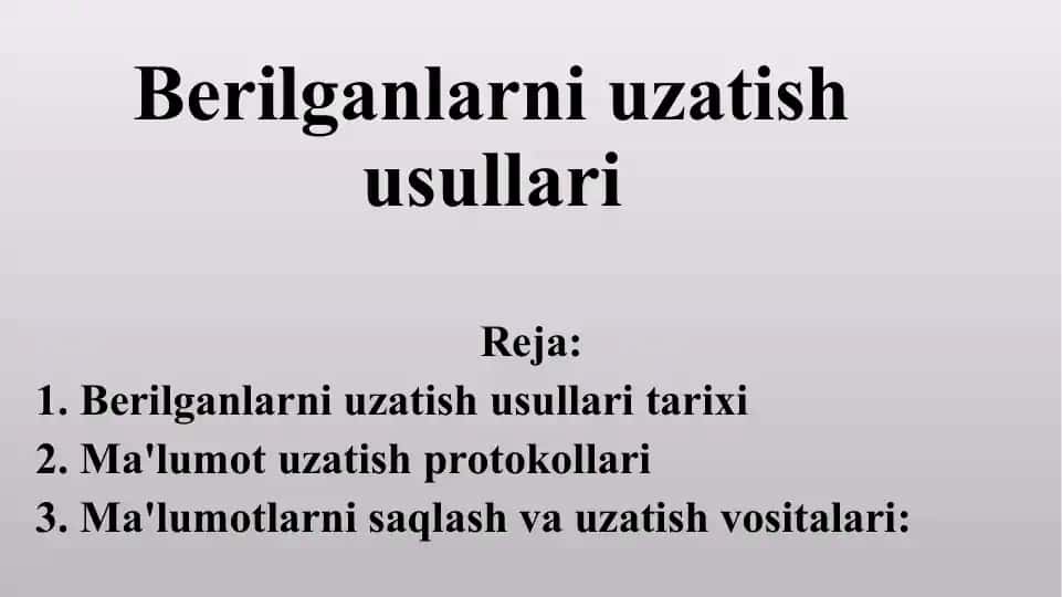 Berilganlarni uzatish usullari