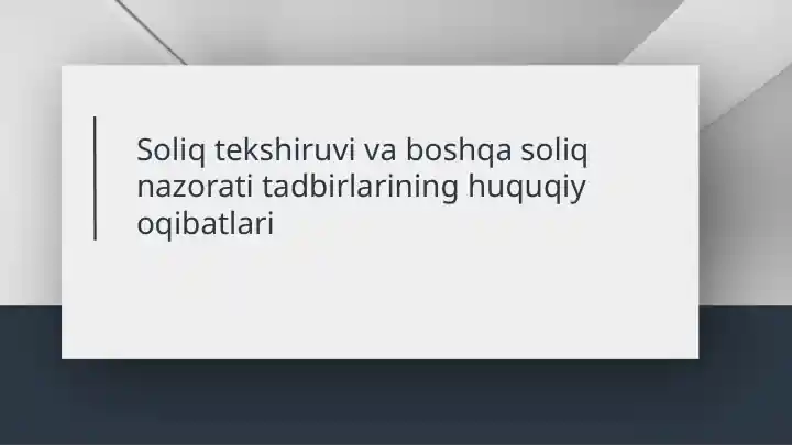 Soliq tekshiruvi va boshqa soliq nazorati tadbirlarining huquqiy oqibatlari