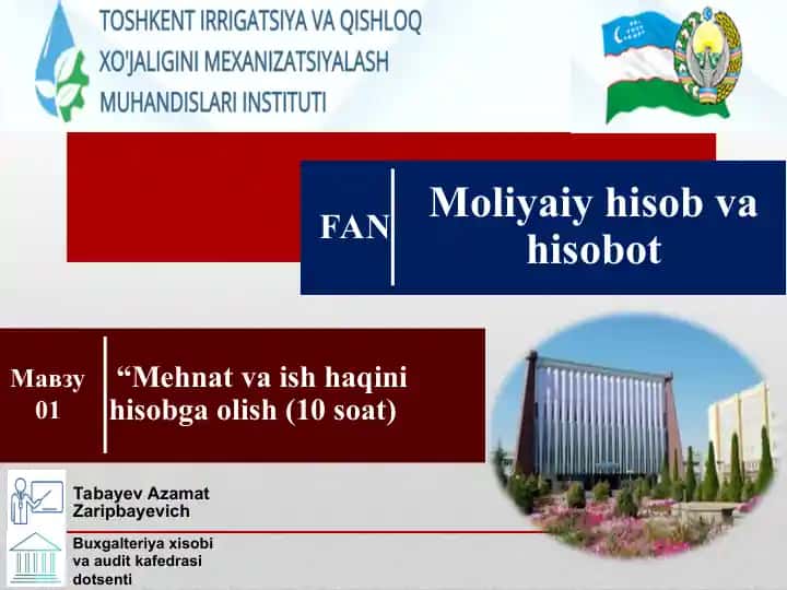 Mehnat va ish haqini hisobga olish