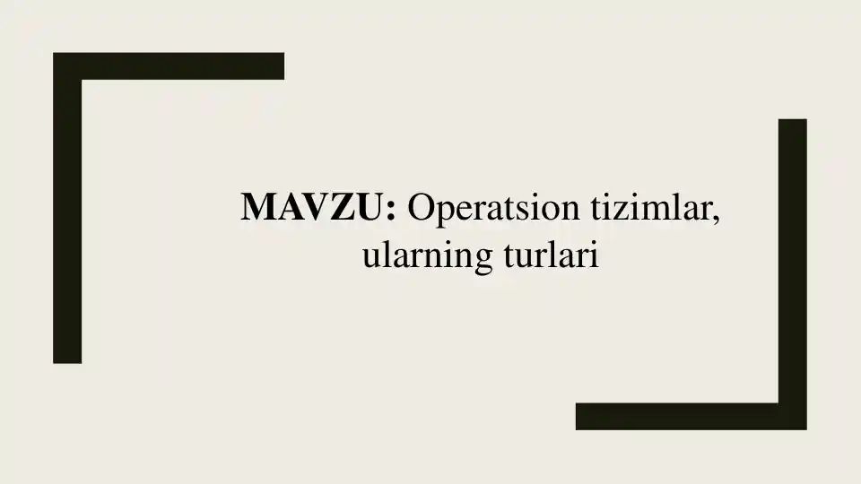 Operatsion tizimlar