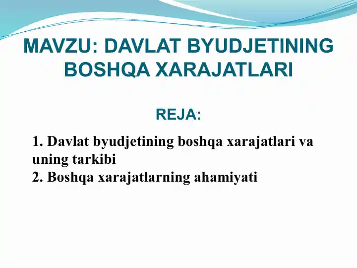 DAVLAT BYUDJETINING BOSHQA XARAJATLARI