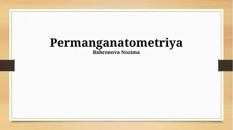 Permanganatometriya