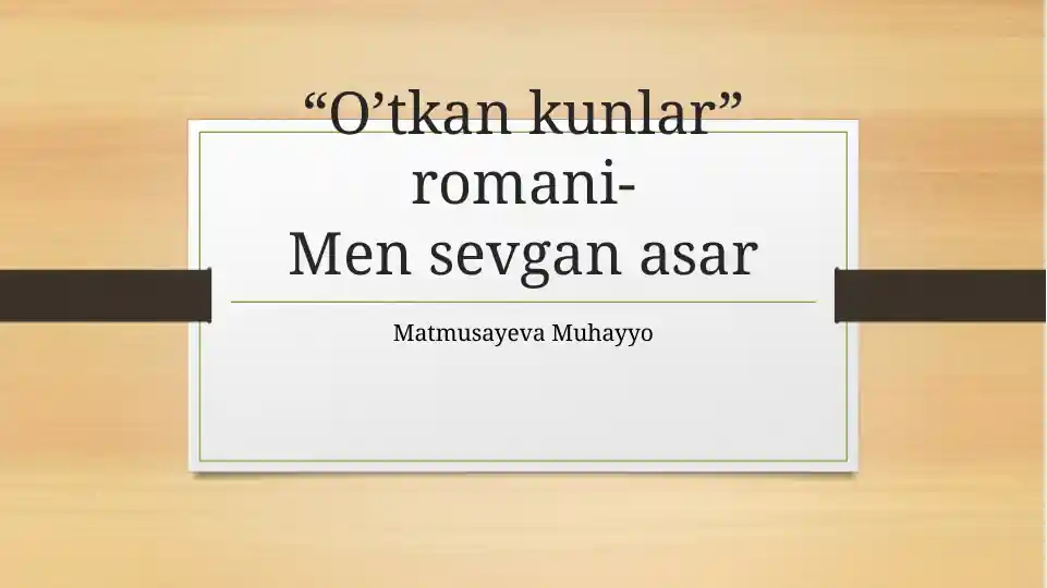 Oʻtkan kunlar
