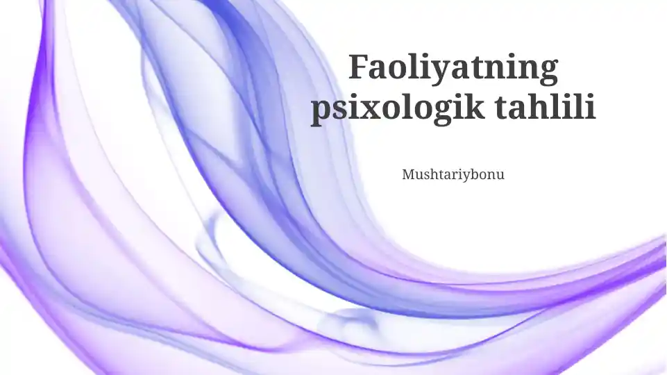 Faoliyatning psixologik tahlili
