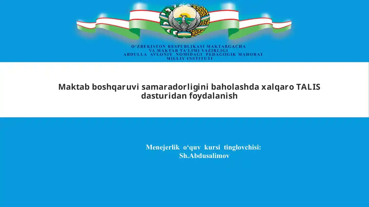 Pedagogik mahorat kursi "Maktab boshqaruvi samaradorligi"