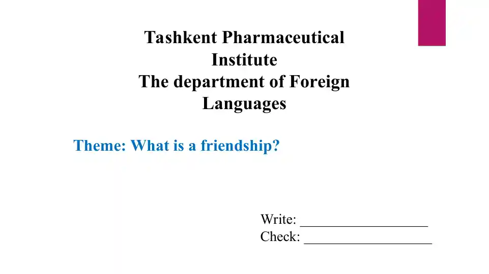 What is a friendship. Essay, translation, crossword, tests, answers. Taqdimot 17 bet.