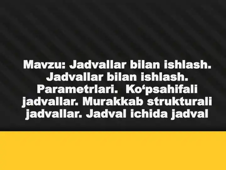LaTeX: Jadvallar bilan ishlash