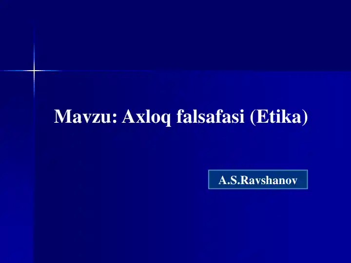 Axloq falsafasi (Etika)