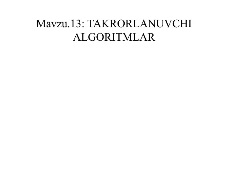 Takrorlanuvchi algoritmlar