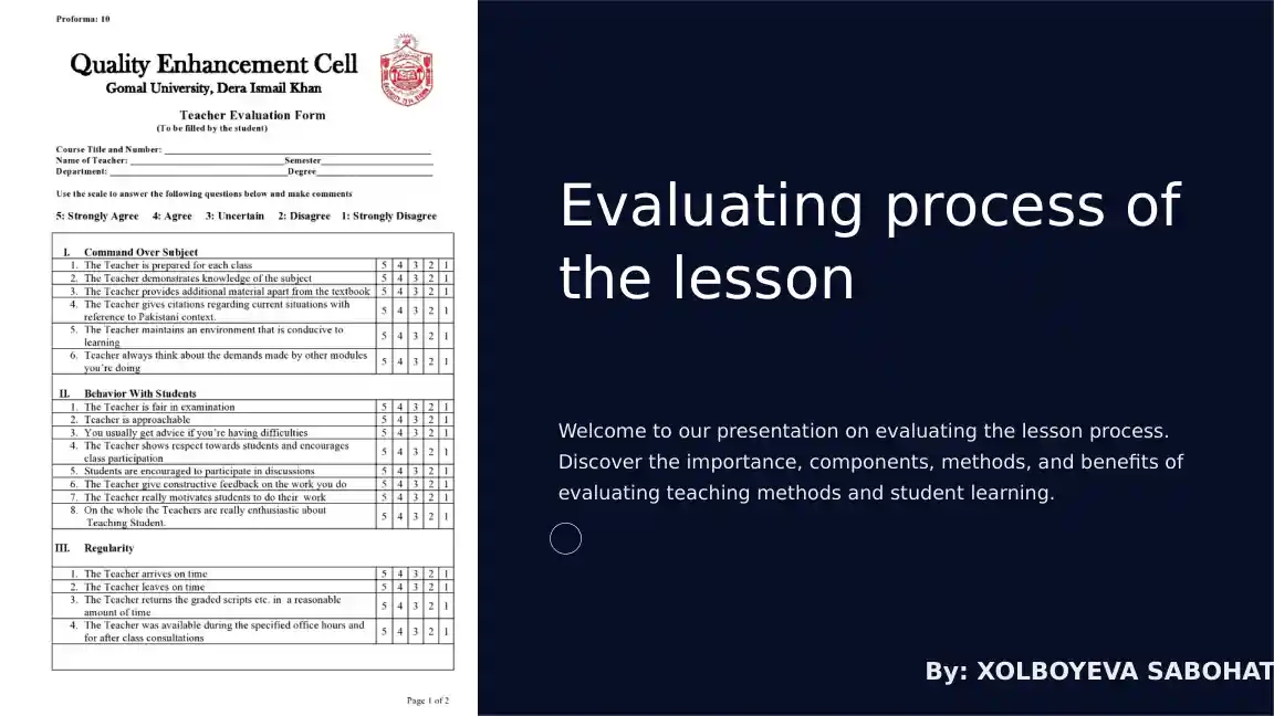Evaluating Process of the Lesson