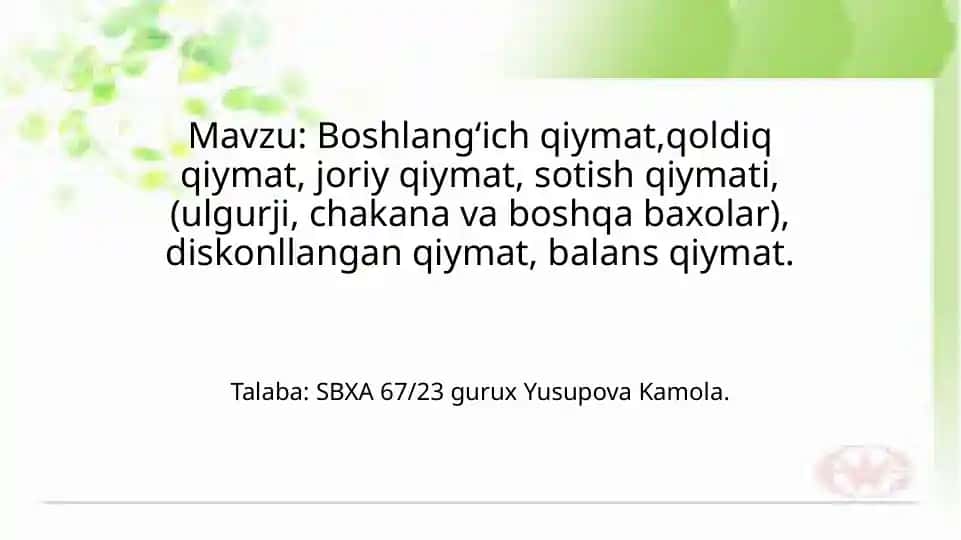 Qiymatlar bilan ishlash